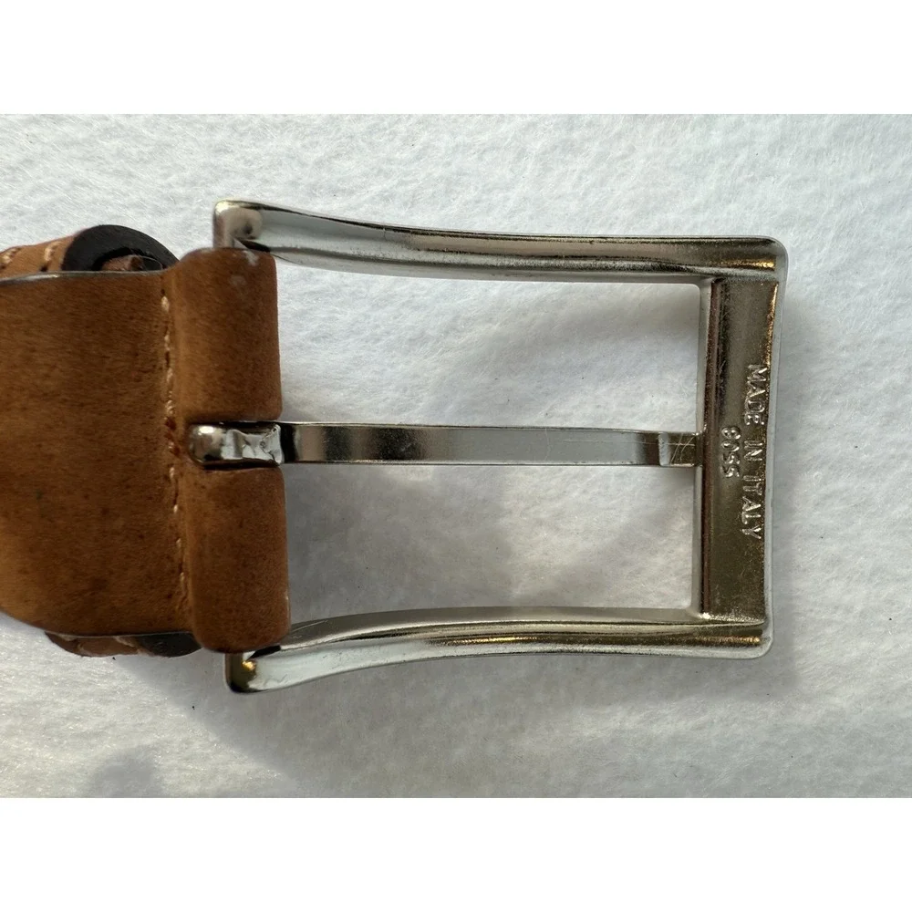 Cappelletti Italian Leather Nautical Flags‎ Belt Sz 44 Vera Pelle Made In Italy
